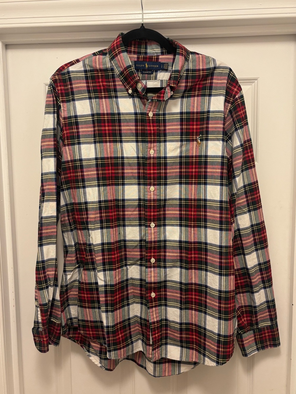 Ralph Lauren Red and White Plaid Button-Down Shirt